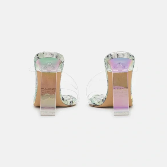Aldo Green Snakeskin Lucite Aderra Heels - Picture 3 of 6